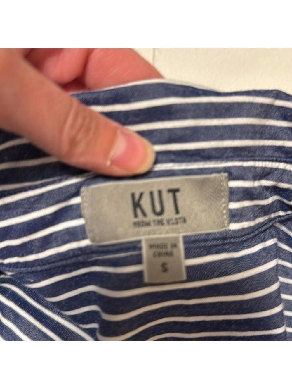 Kut from the Kloth Navy and White Striped Shirt - Picture 6 of 7